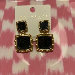 Double Square Earrings in Black-New